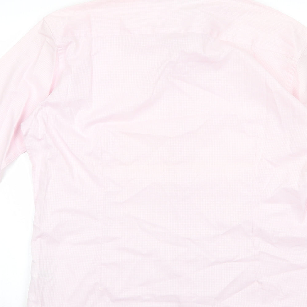 Primark Mens Pink Geometric Cotton  Dress Shirt Size 15 Collared Button