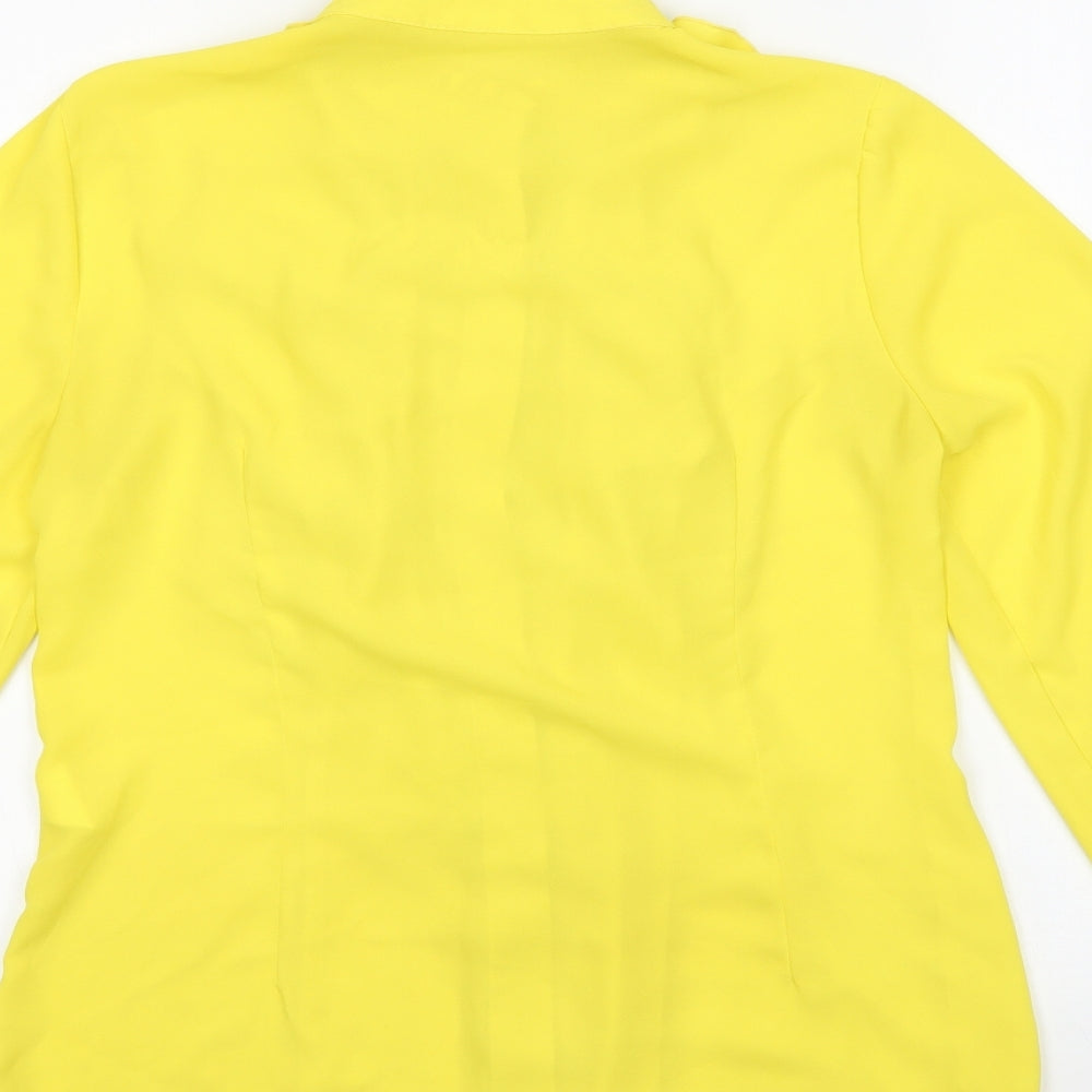 Preworn Womens Yellow  Polyester Basic Blouse Size 10 Round Neck