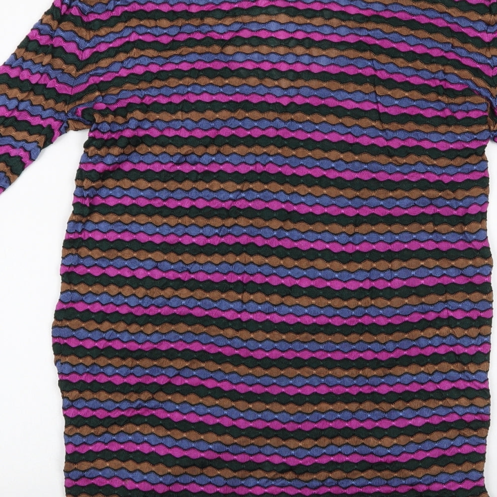 Zara Womens Multicoloured V-Neck Geometric  Cardigan Jumper Size S