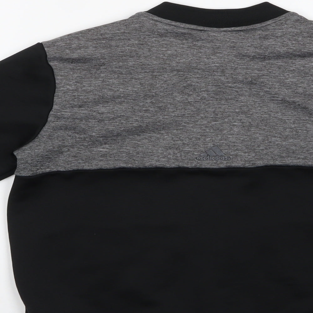 adidas Boys Black Colourblock Polyester Full Zip Sweatshirt Size 11-12 Years  Zip