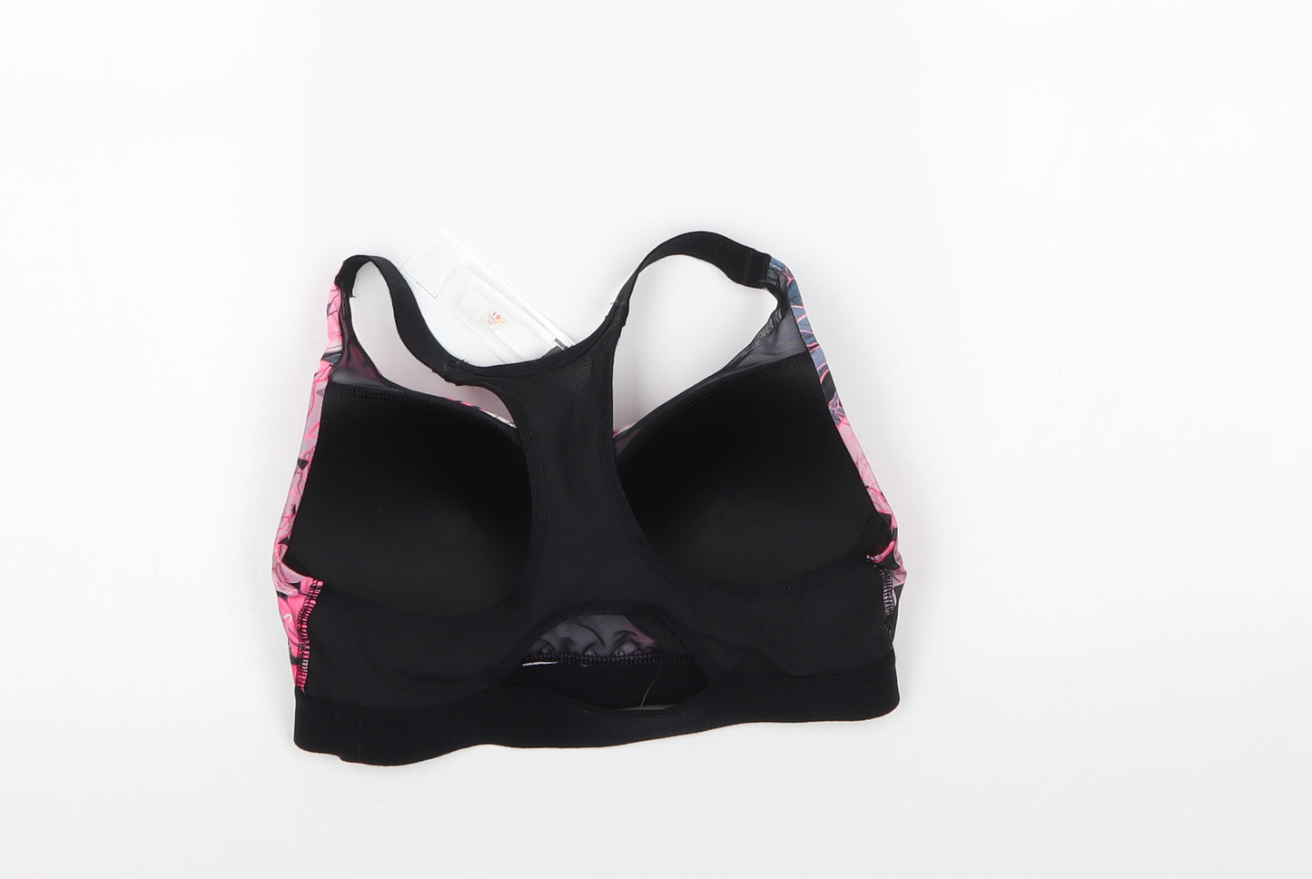 DECATHLON Womens Pink Floral Polyester Cropped Tank Size M Round Neck  - Sports Bra