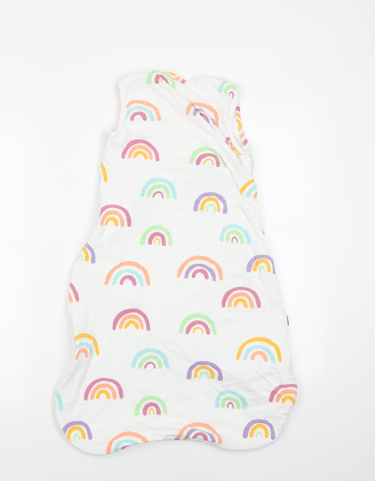 Snuz Baby White Geometric Cotton Babygrow One-Piece Size 12-18 Months  Zip - Rainbow Print