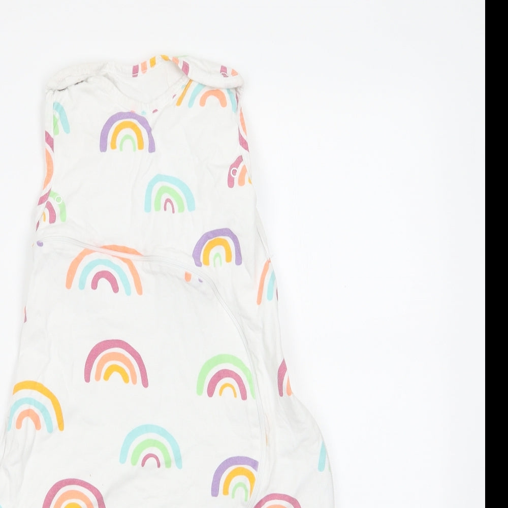 Snuz Baby White Geometric Cotton Babygrow One-Piece Size 12-18 Months  Zip - Rainbow Print
