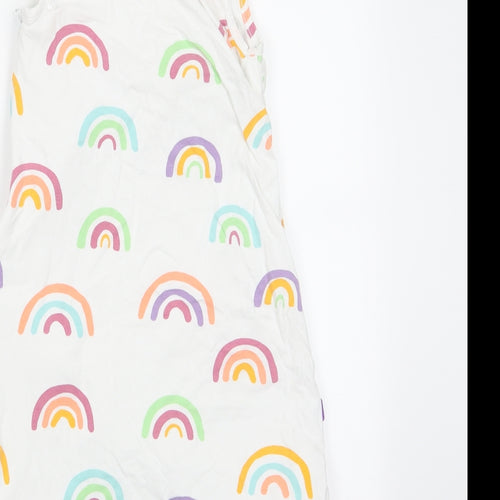 Snuz Baby White Geometric Cotton Babygrow One-Piece Size 12-18 Months  Zip - Rainbow Print