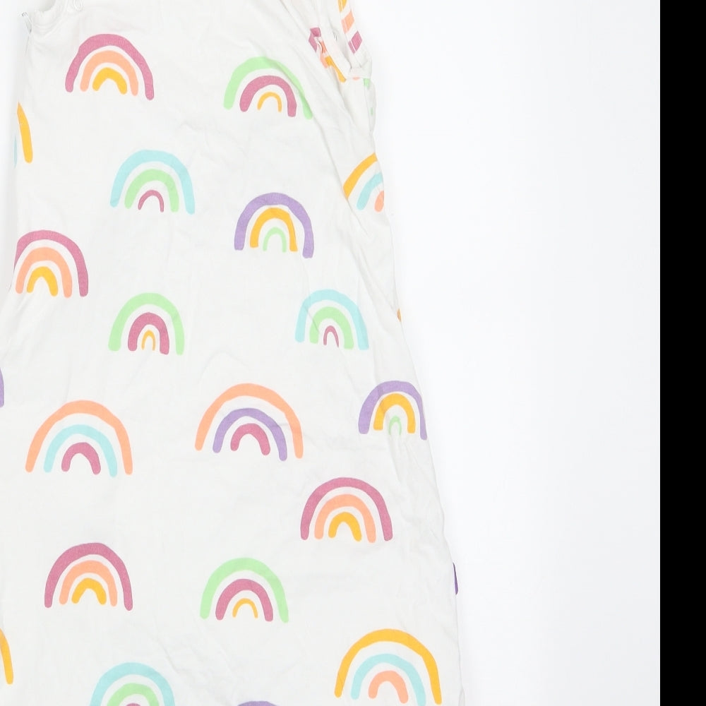 Snuz Baby White Geometric Cotton Babygrow One-Piece Size 12-18 Months  Zip - Rainbow Print