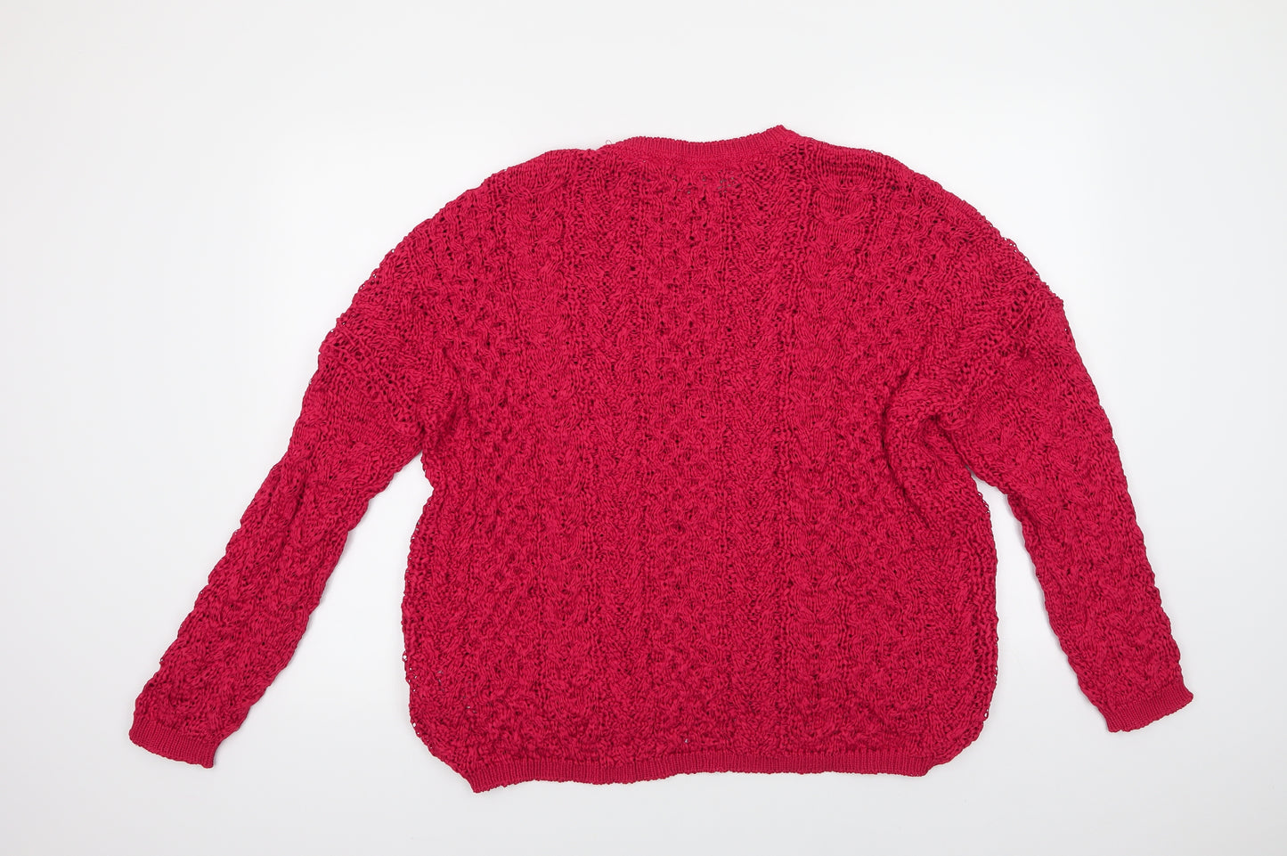 Pedro Del Hierro Womens Red Crew Neck  Polyester Pullover Jumper Size L