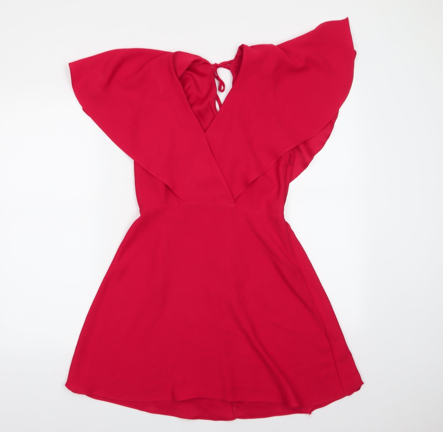 River Island Womens Red  Polyester A-Line  Size 10  V-Neck Zip