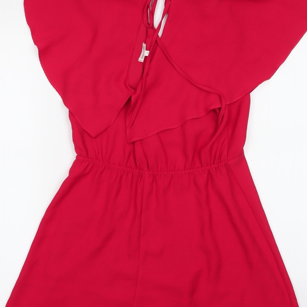 River Island Womens Red  Polyester A-Line  Size 10  V-Neck Zip