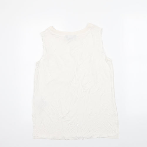 N ew Look Womens White  Polyester Basic Blouse Size 10 Round Neck