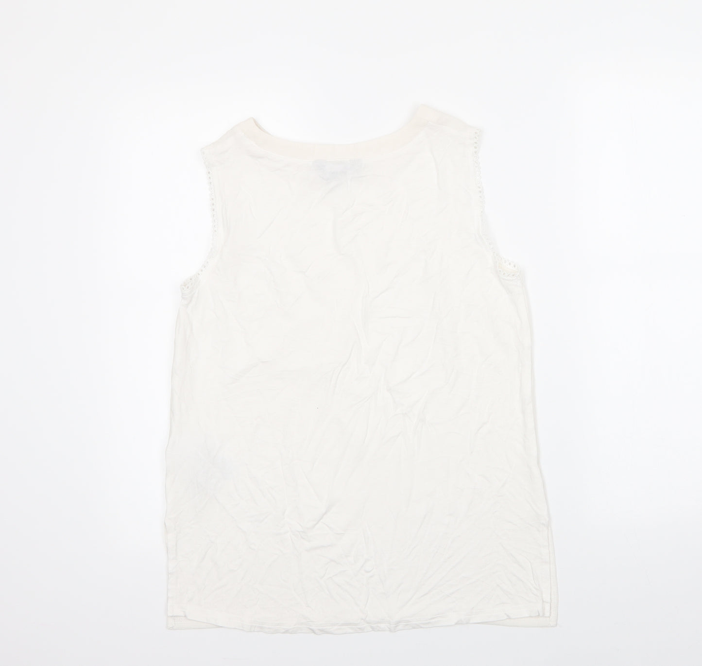 N ew Look Womens White  Polyester Basic Blouse Size 10 Round Neck