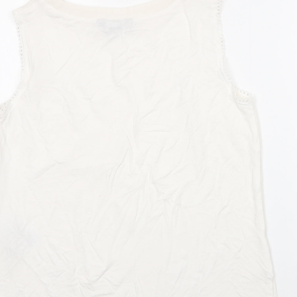 N ew Look Womens White  Polyester Basic Blouse Size 10 Round Neck