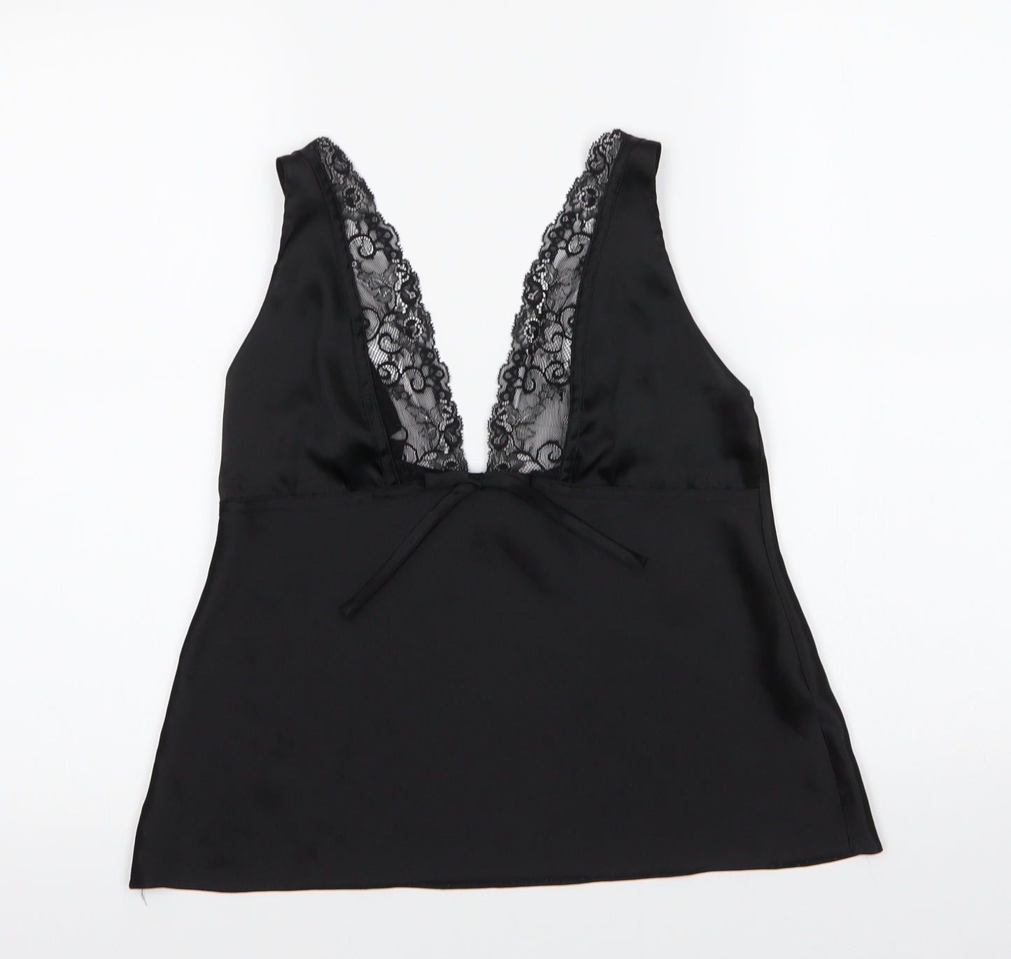 La Senza Womens Black  Polyester Cami Pyjama Top Size 12   - Lace Detail