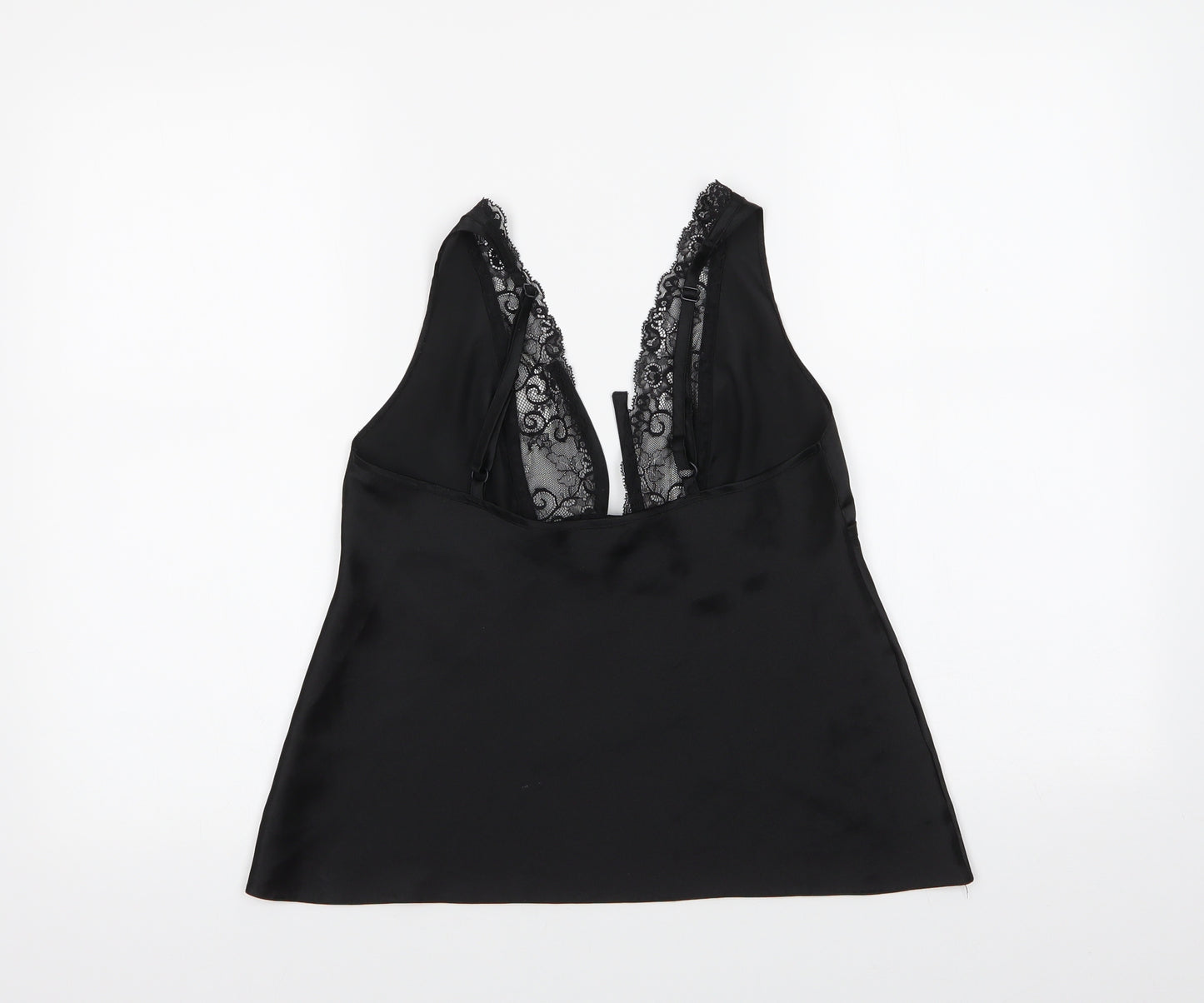 La Senza Womens Black  Polyester Cami Pyjama Top Size 12   - Lace Detail