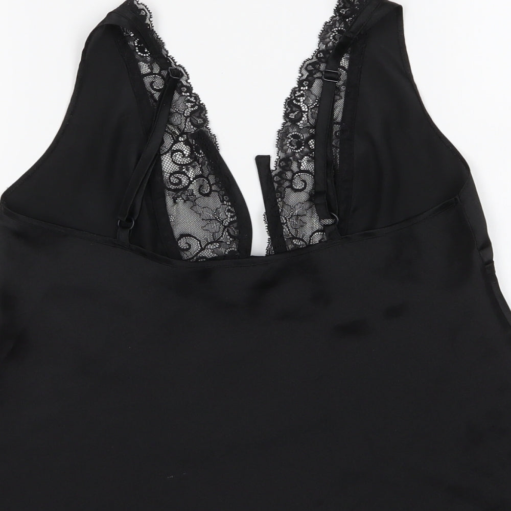 La Senza Womens Black  Polyester Cami Pyjama Top Size 12   - Lace Detail