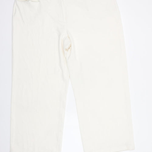 bonprix Womens White  Polyester Dress Pants Trousers Size 24 L30 in Regular Button