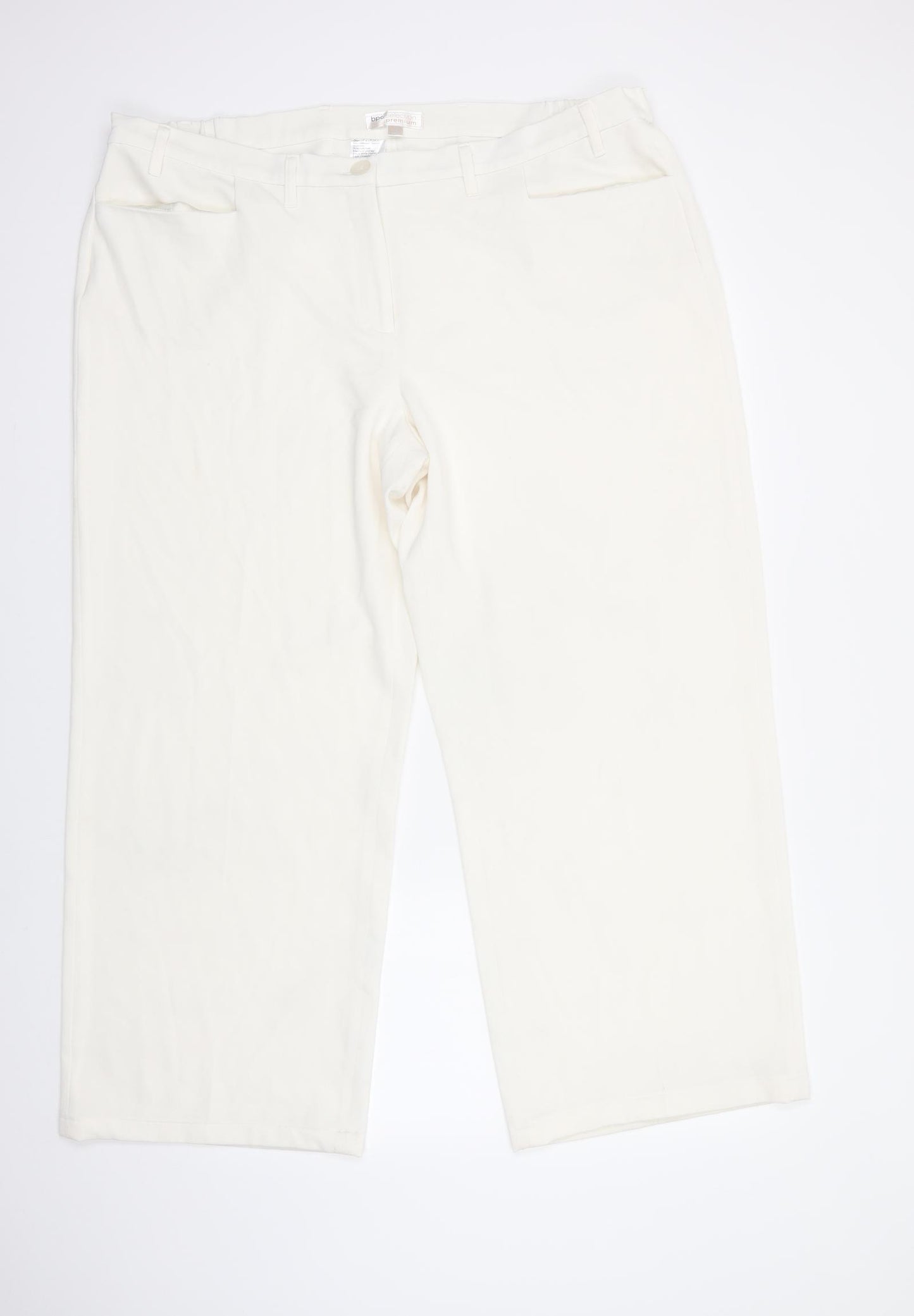 bonprix Womens White  Polyester Dress Pants Trousers Size 24 L30 in Regular Button