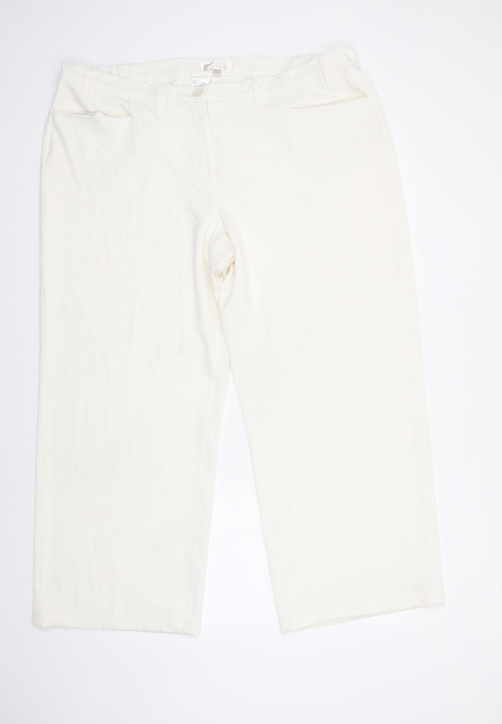 bonprix Womens White  Polyester Dress Pants Trousers Size 24 L30 in Regular Button