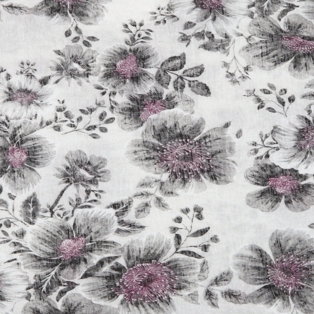 LV Clothing Womens Grey Floral Cotton Basic Blouse Size 2XL Crew Neck