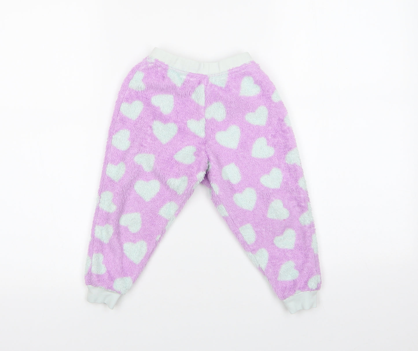 George Girls Purple Geometric Polyester  Pyjama Pants Size 3-4 Years   - Heart Print