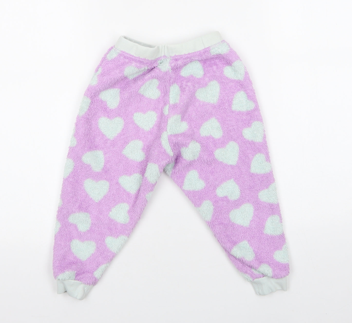 George Girls Purple Geometric Polyester  Pyjama Pants Size 3-4 Years   - Heart Print