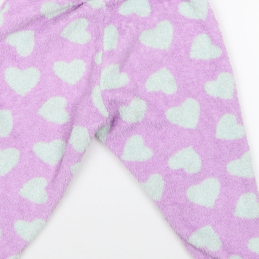George Girls Purple Geometric Polyester  Pyjama Pants Size 3-4 Years   - Heart Print