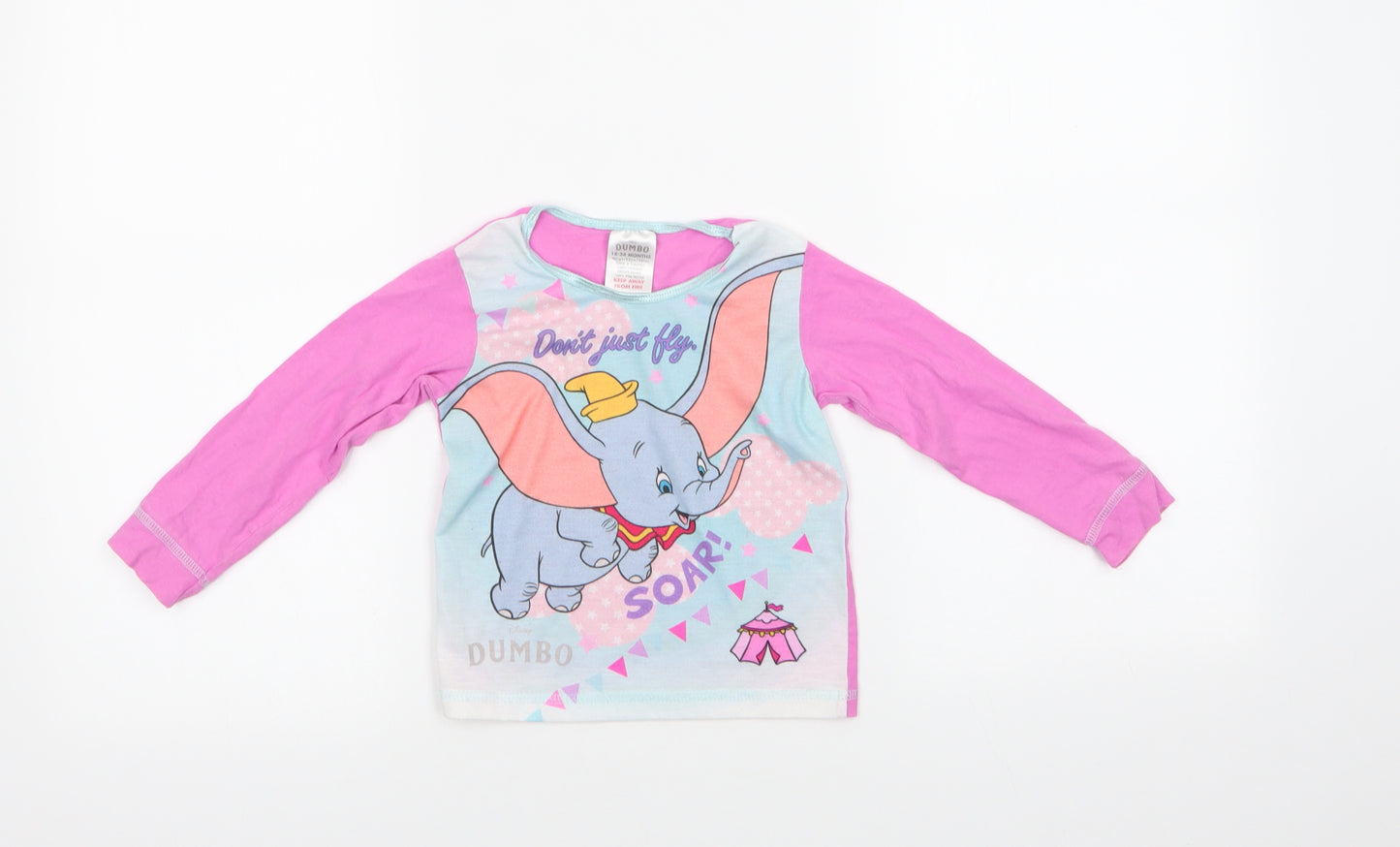 Preworn Baby Pink  Cotton Basic T-Shirt Size 18-24 Months Crew Neck  - Dumbo