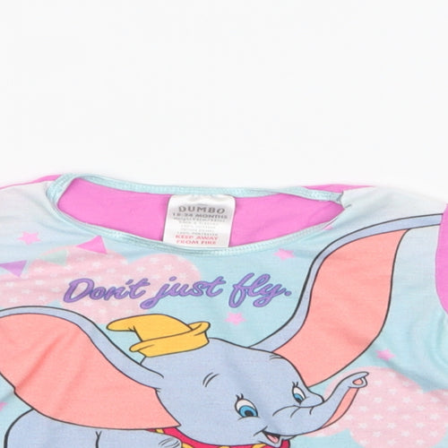 Preworn Baby Pink  Cotton Basic T-Shirt Size 18-24 Months Crew Neck  - Dumbo