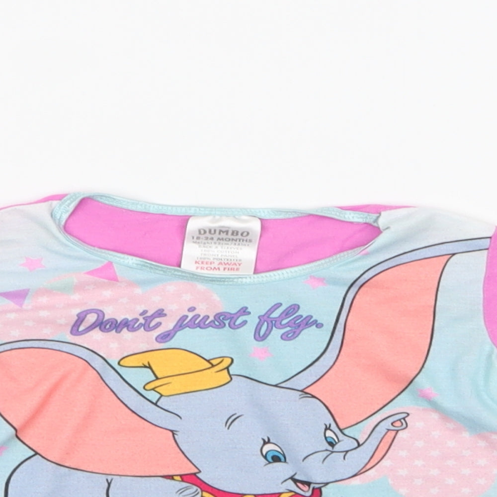 Preworn Baby Pink  Cotton Basic T-Shirt Size 18-24 Months Crew Neck  - Dumbo