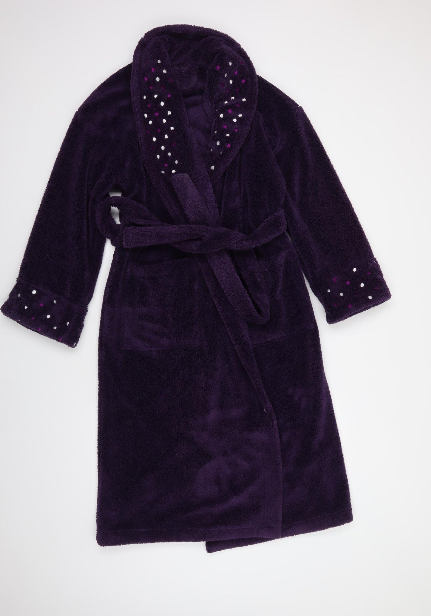 M&S Womens Purple Polka Dot Polyester Kimono Robe Size 10
