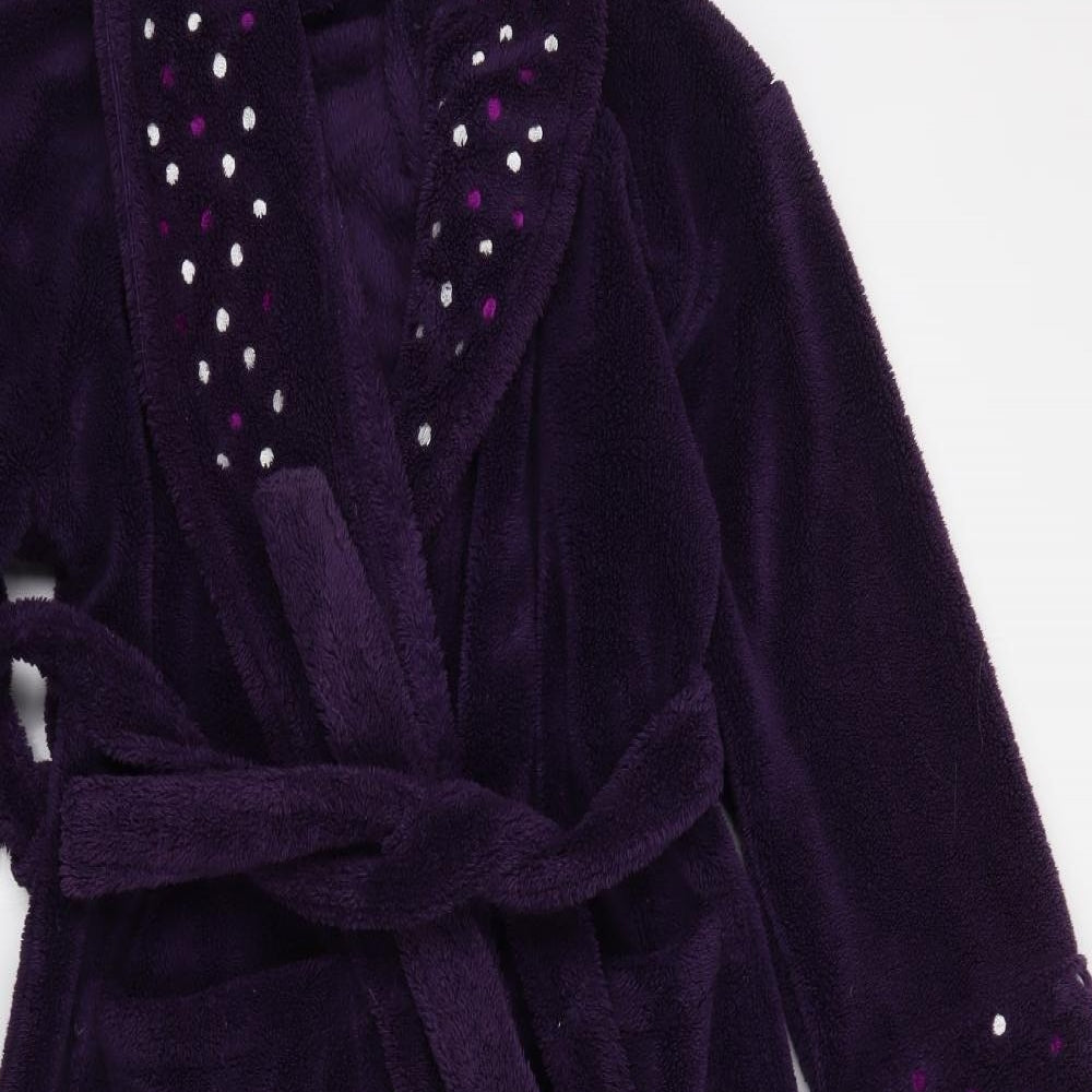 M&S Womens Purple Polka Dot Polyester Kimono Robe Size 10