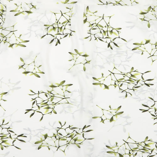 George Womens White Floral Polyester Basic Button-Up Size 20 Collared