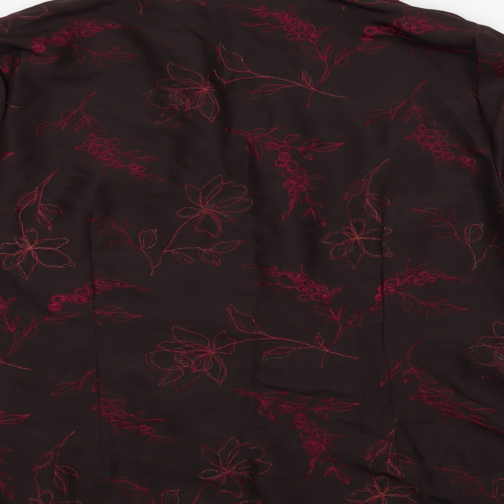 Anne Harvey Womens Brown Floral Silk Tunic Button-Up Size 20 Collared