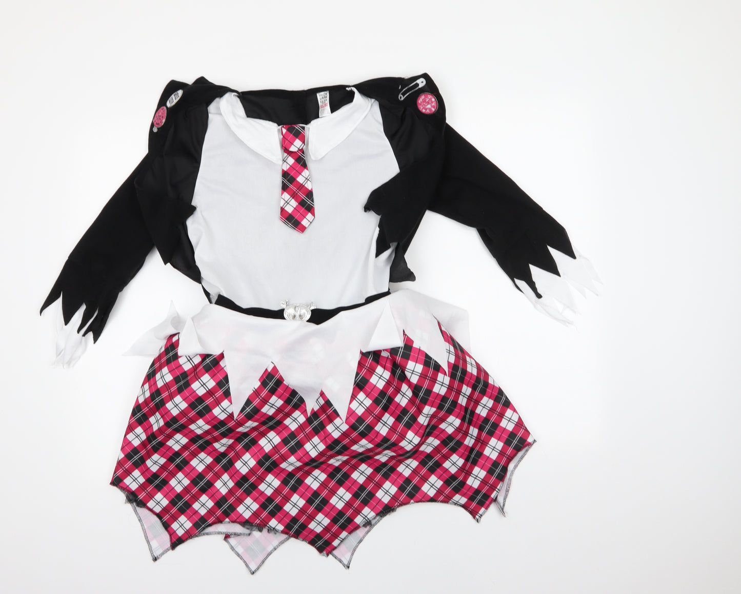 Hallow Scream Girls Black Check Polyester Fit & Flare  Size 13-14 Years  Round Neck  - Halloween Fancy Dress