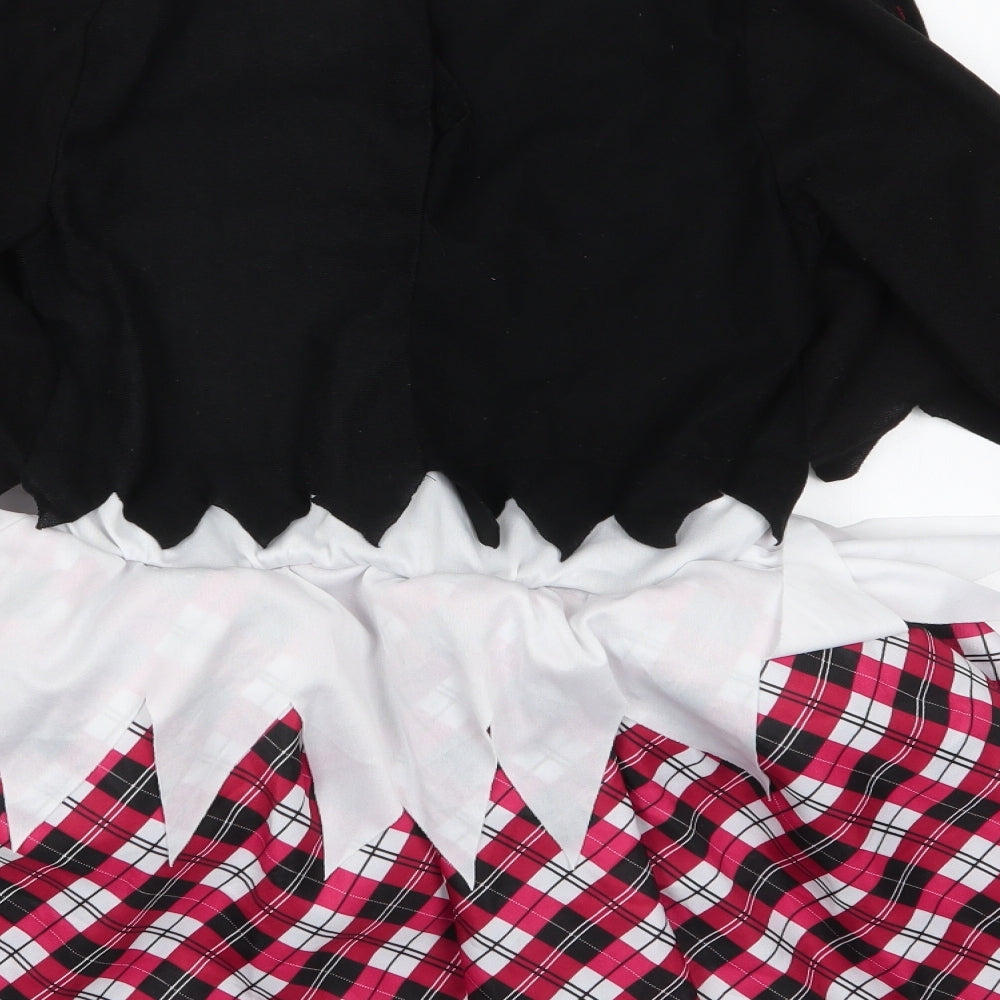 Hallow Scream Girls Black Check Polyester Fit & Flare  Size 13-14 Years  Round Neck  - Halloween Fancy Dress