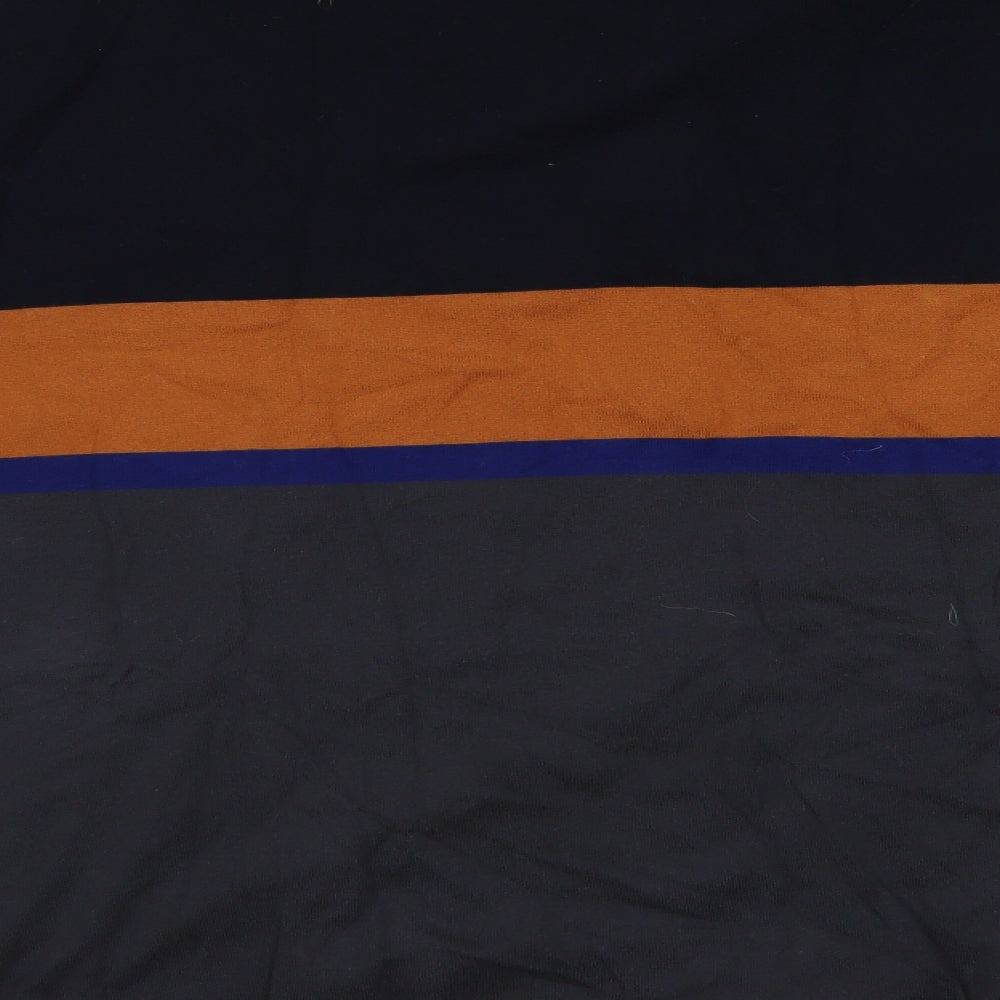 NEXT Mens Grey Collared Striped Cotton Henley Jumper Size 2XL