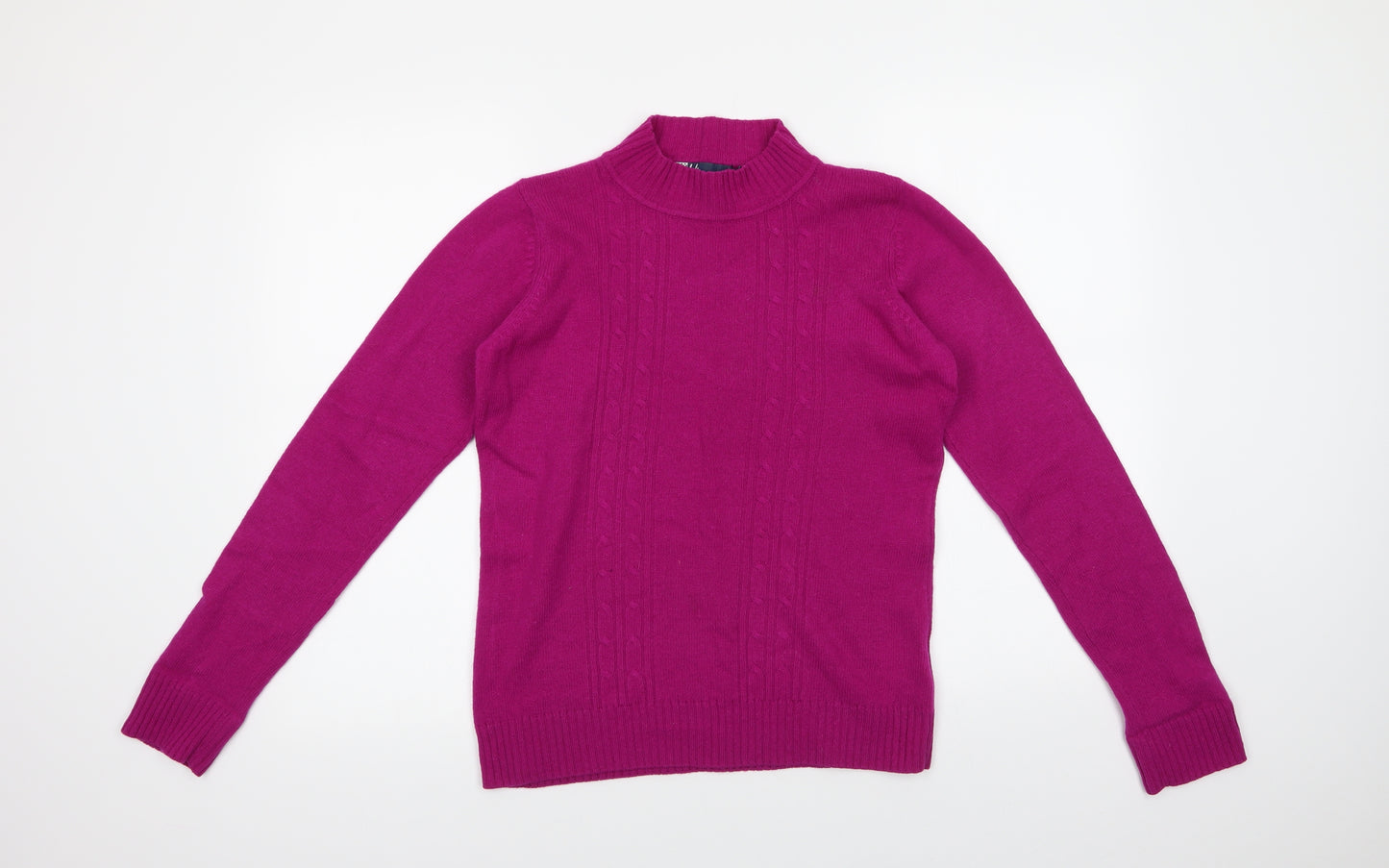 Isle Womens Purple Mock Neck  Wool Pullover Jumper Size S