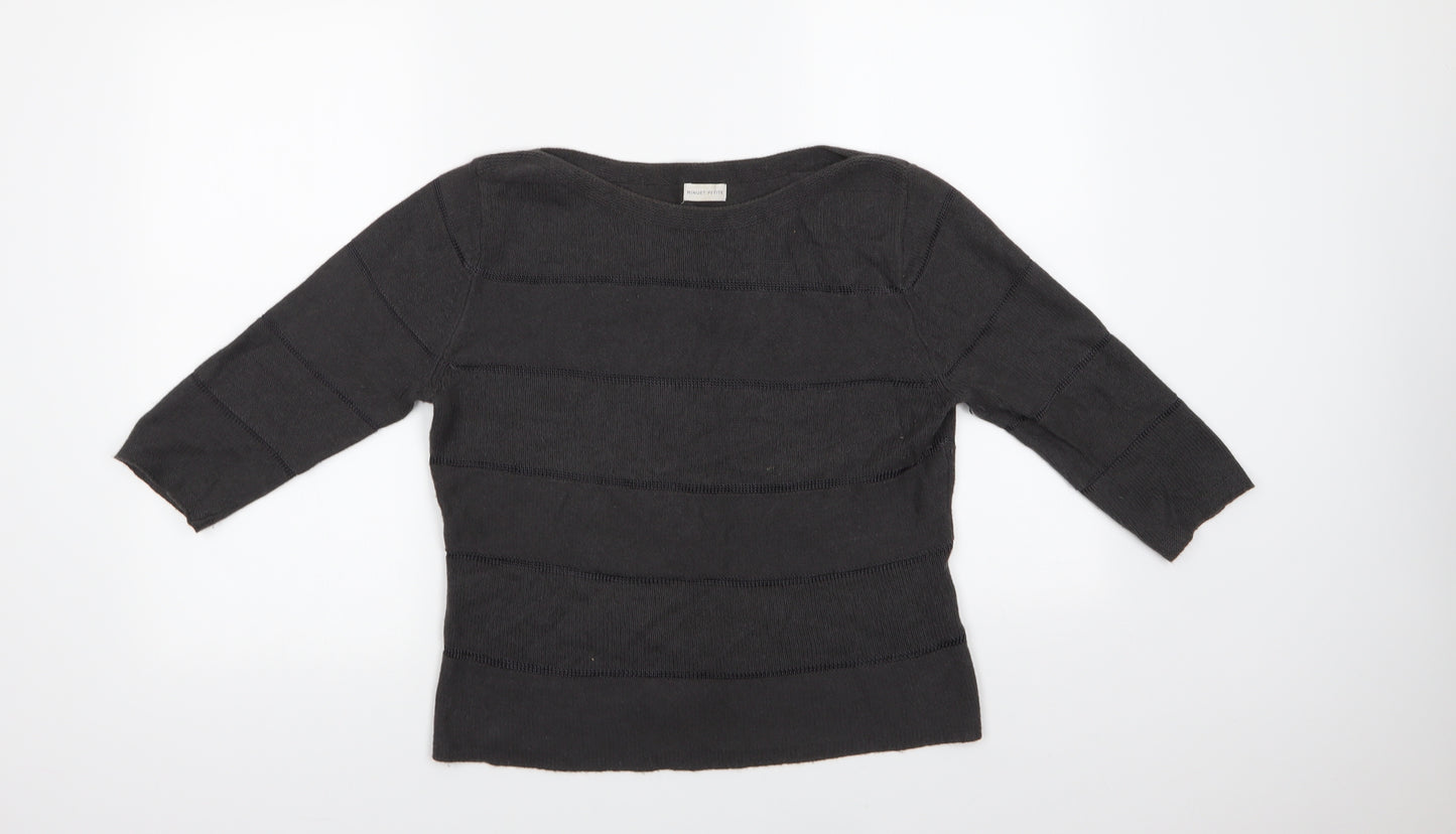 Minuet Womens Grey Boat Neck  Viscose Pullover Jumper Size M