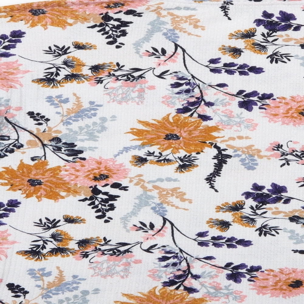 Nutmeh Womens Multicoloured Floral Polyester Basic Blouse Size 10 Crew Neck