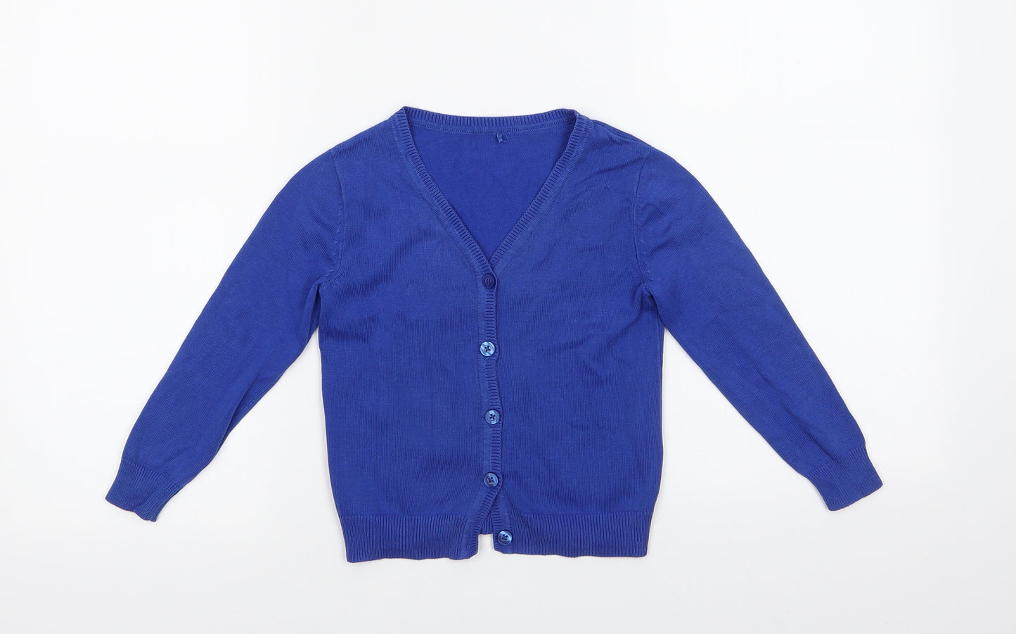 George Girls Blue V-Neck  Cotton Cardigan Jumper Size 3-4 Years  Button - School Wear