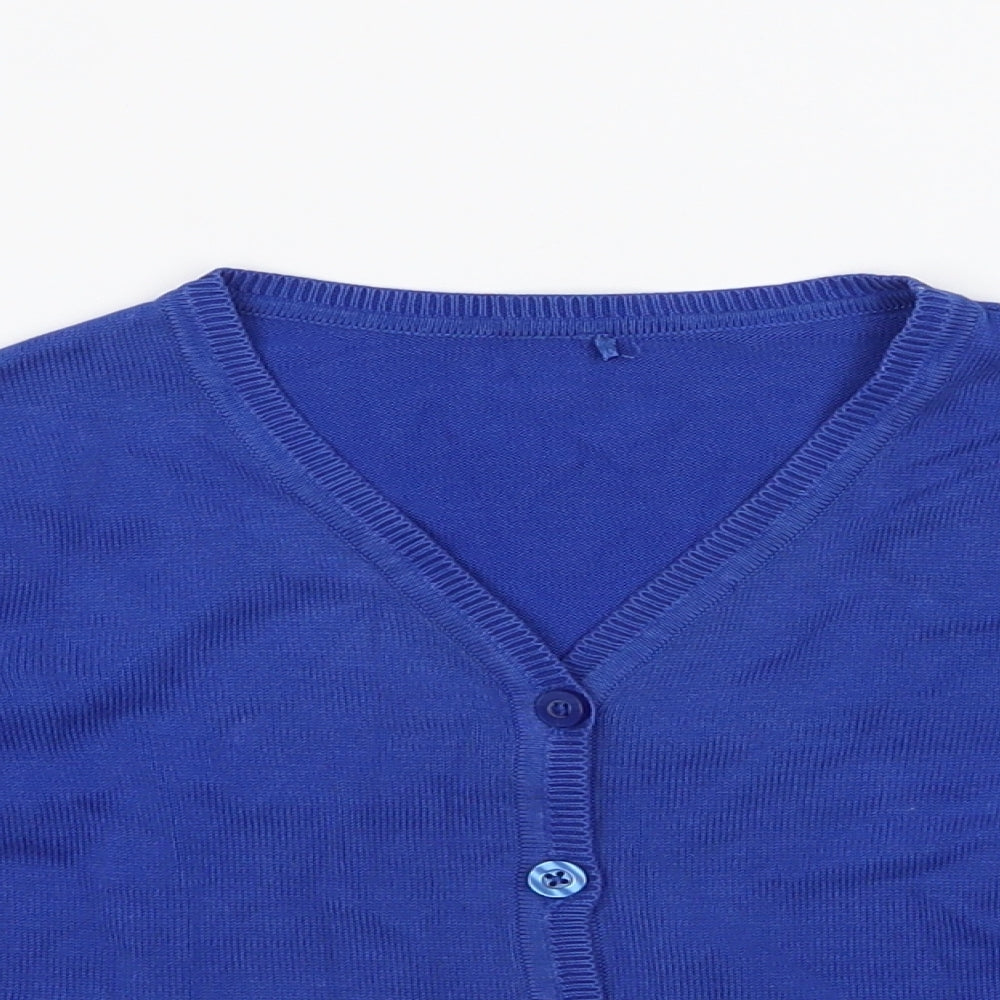 George Girls Blue V-Neck  Cotton Cardigan Jumper Size 3-4 Years  Button - School Wear