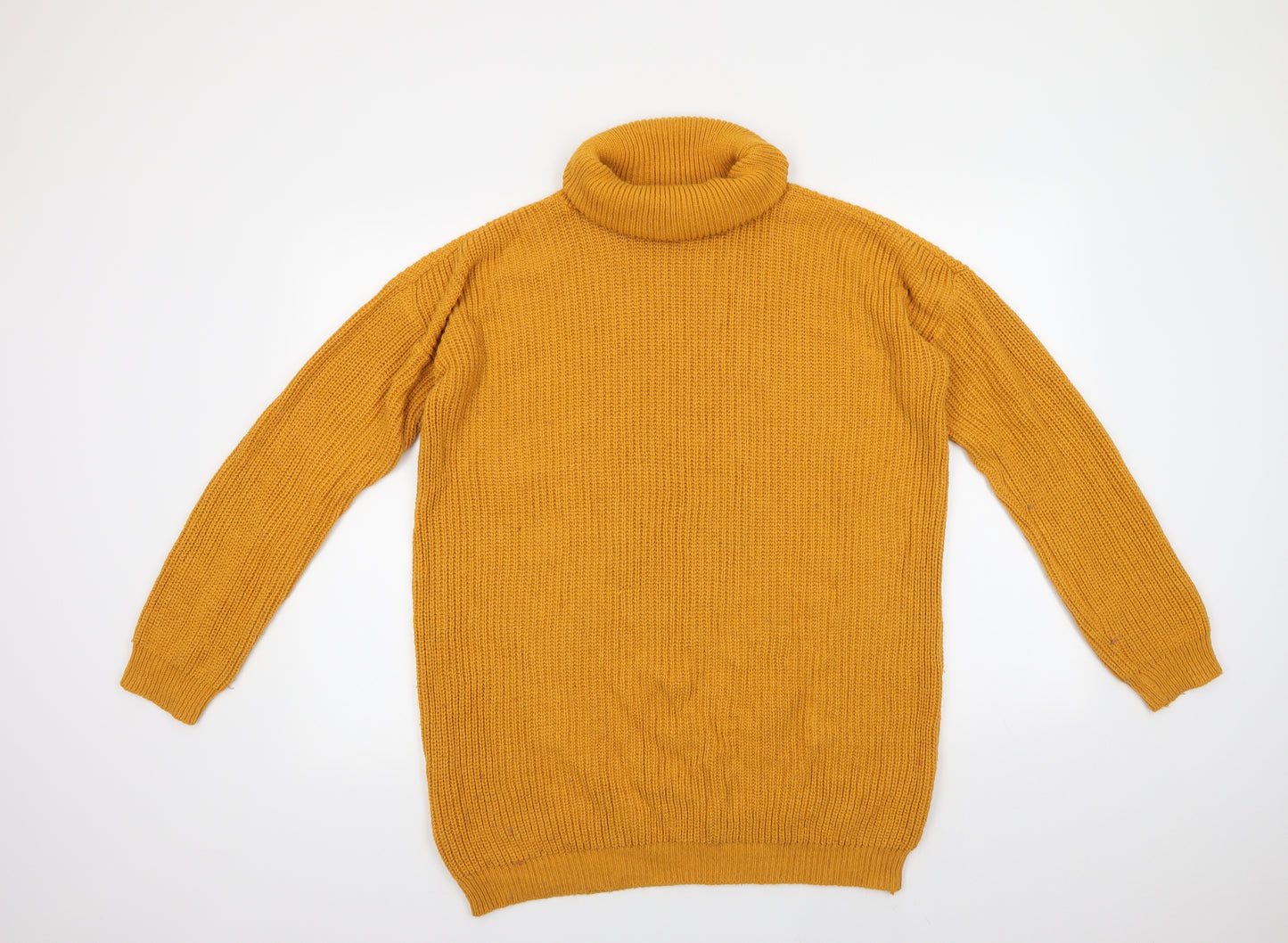Boohoo Womens Yellow Roll Neck  Acrylic Tunic Jumper Size M