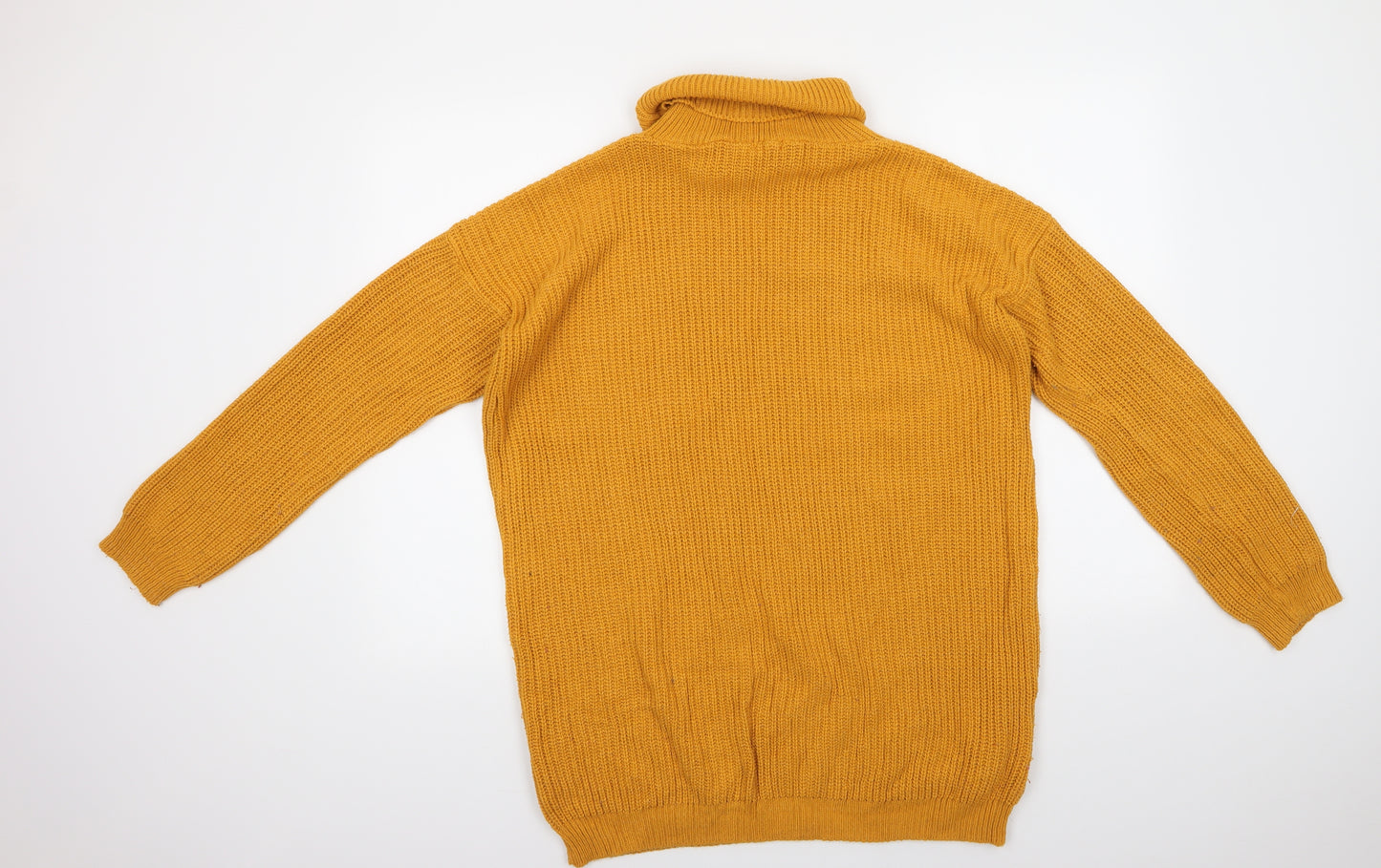 Boohoo Womens Yellow Roll Neck  Acrylic Tunic Jumper Size M