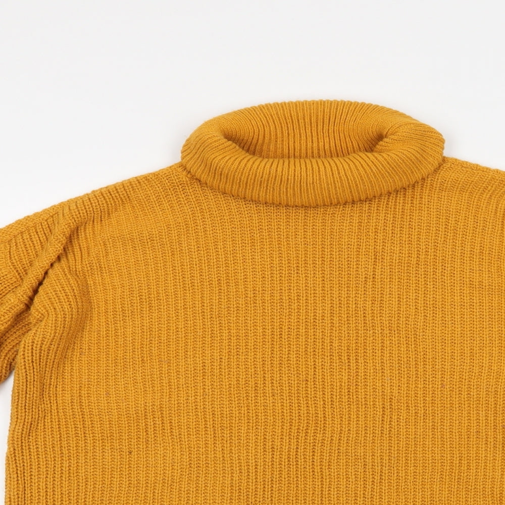 Boohoo Womens Yellow Roll Neck  Acrylic Tunic Jumper Size M