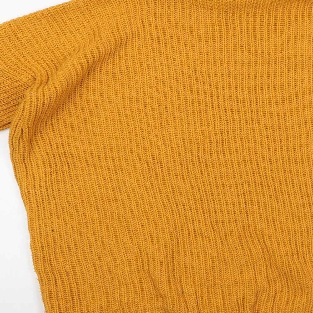 Boohoo Womens Yellow Roll Neck  Acrylic Tunic Jumper Size M