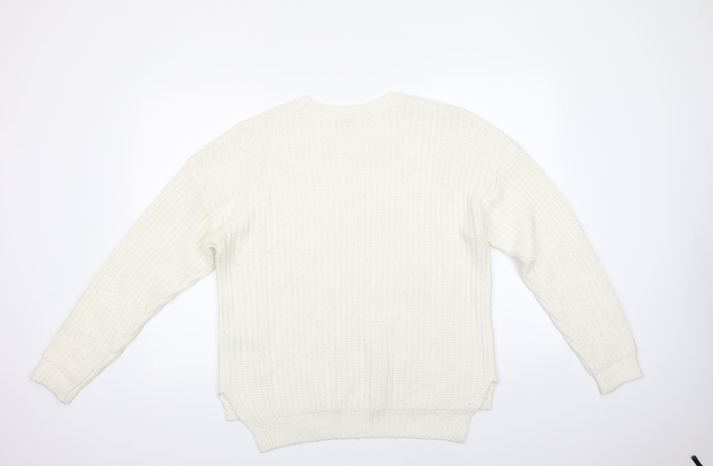 George Womens Ivory Crew Neck  Polyester Pullover Jumper Size 16