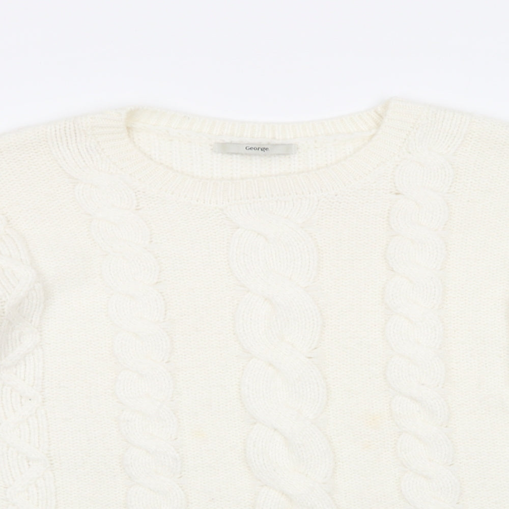 George Womens Ivory Crew Neck  Polyester Pullover Jumper Size 16
