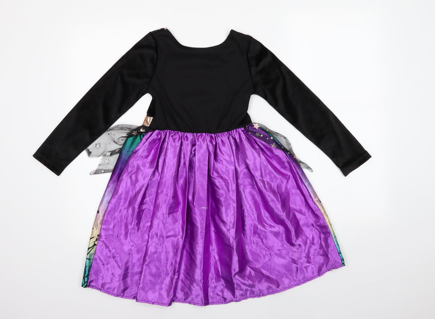 F&F Girls Multicoloured Geometric Polyester Fit & Flare  Size 7-8 Years  Square Neck  - Halloween Fancy Dress