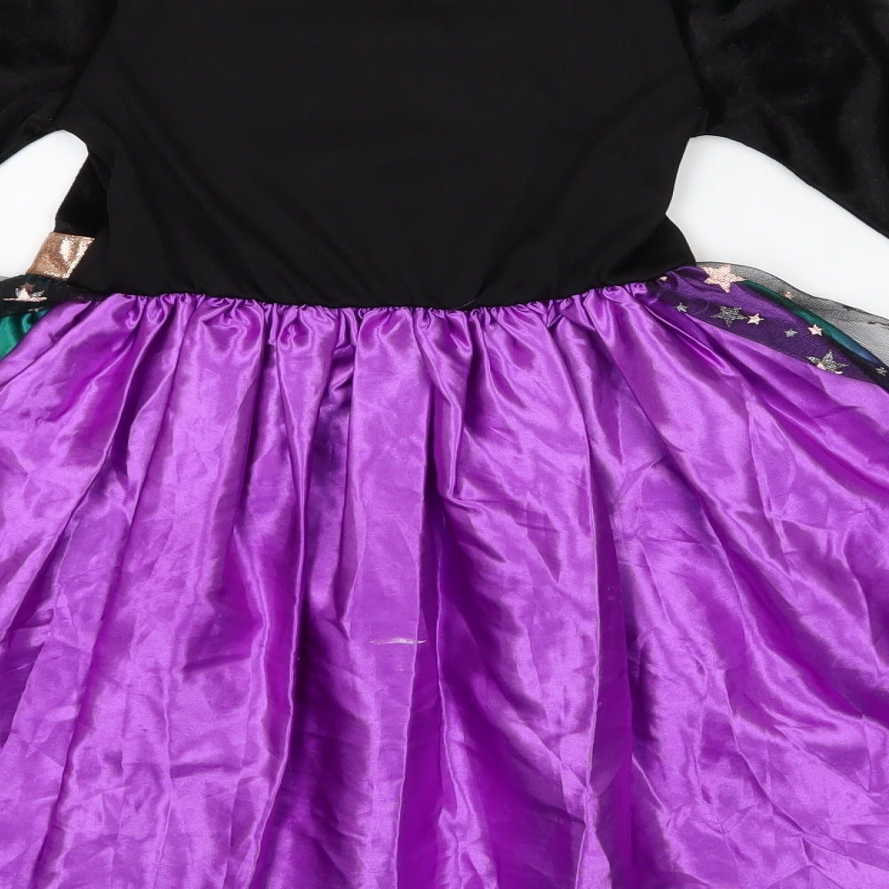 F&F Girls Multicoloured Geometric Polyester Fit & Flare  Size 7-8 Years  Square Neck  - Halloween Fancy Dress