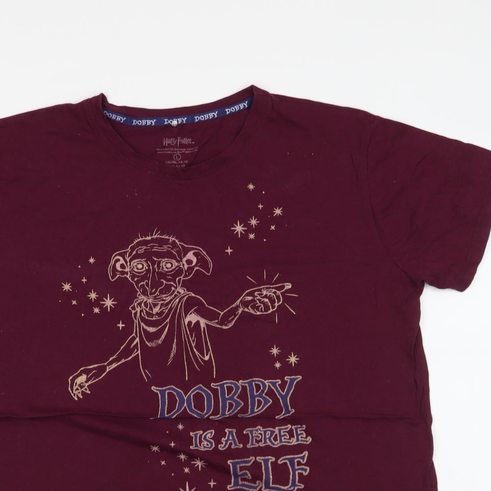 Primark Mens Purple  Cotton  T-Shirt Size L Crew Neck  - Harry Potter