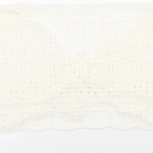 Missguided Womens Ivory V-Neck  Acrylic Pullover Jumper Size L